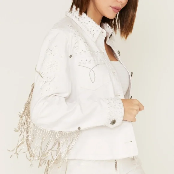 "Boot Barn Double D Ranch Hitched Bridal Jacket rhinestone pearls embroidery M - Picture 2 of 14